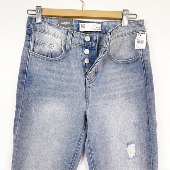 RSQ Light Wash distressed high waisted Boyfriend straight jeanssize 23 - Picture 6 of 8
